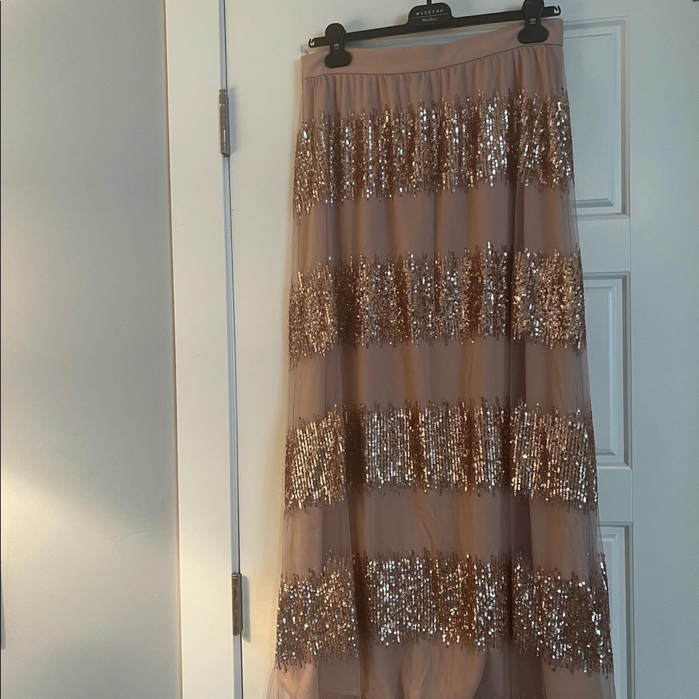 Anthropologie Eva Franco Revelry Skirt Sequin Midi 10 12 Free People Farm Rio - Picture 6 of 7